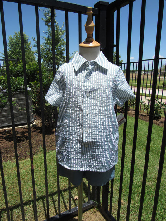 Seersucker Striped Button down